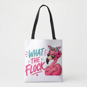 What The Flock - Pink Flamingo Sunglasses Tropical Tote Bag