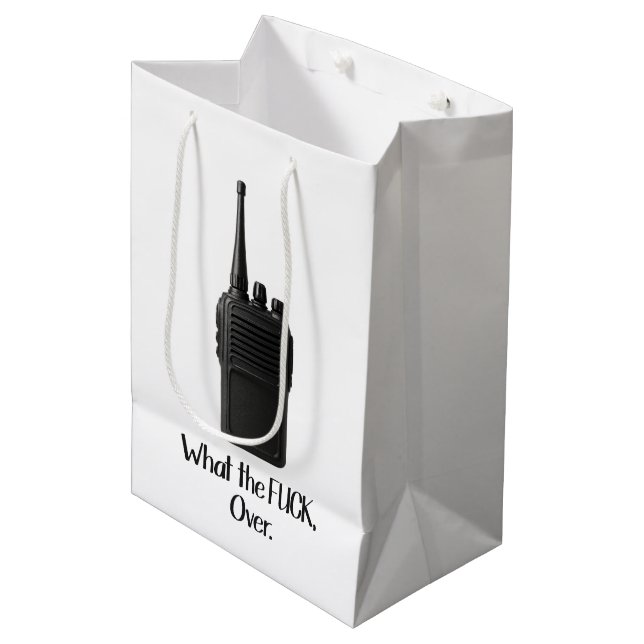 What The Fu*k Over Funny Walkie Talkie Icon Medium Gift Bag (Front Angled)