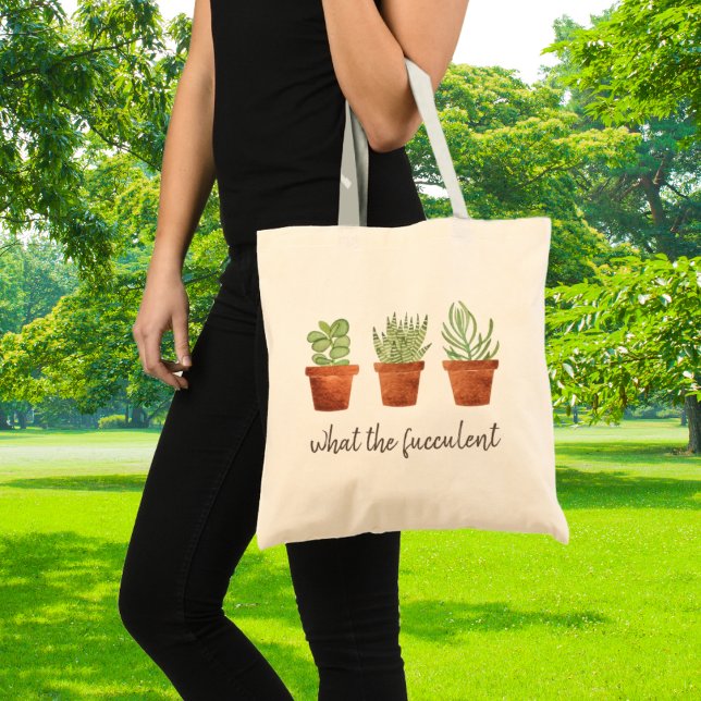 What the Fucculent Potted Succulents Tote Bag (Creator Uploaded)