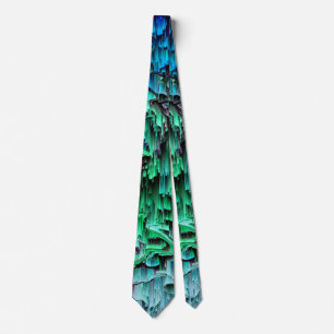 What the Glitch - Abstract Teal & Blue Pixel Art Neck Tie