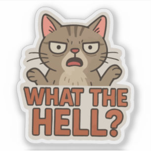 What the hell ? funny cat sticker