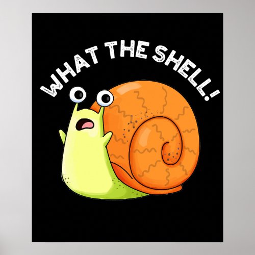 What The Shell Funny Snail Pun Dark BG Poster