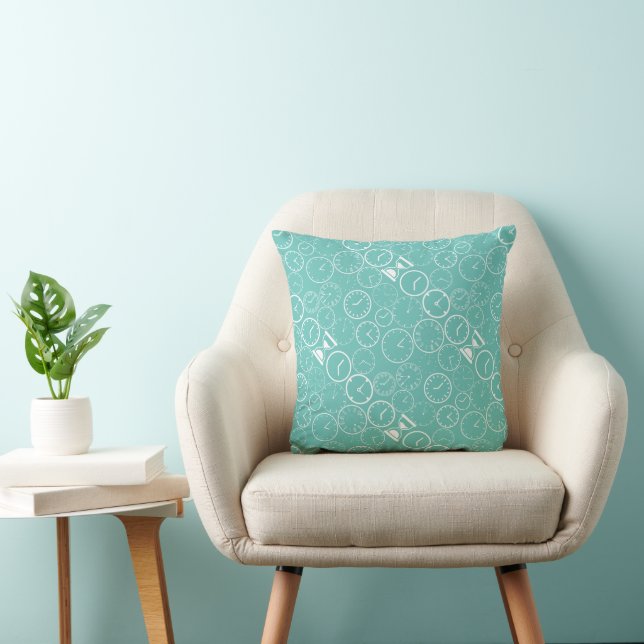 What time is it.b L Green BG Throw Pillow (Chair)