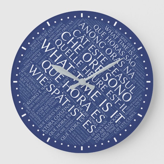 WHAT TIME IS IT (linguaphiles) Large Clock (Front)