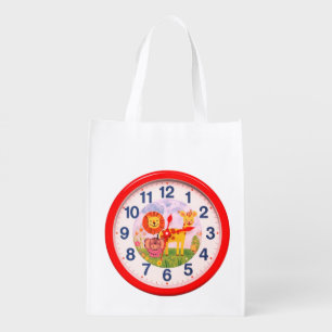 What Time Is It? on a White Reusable Grocery Bag