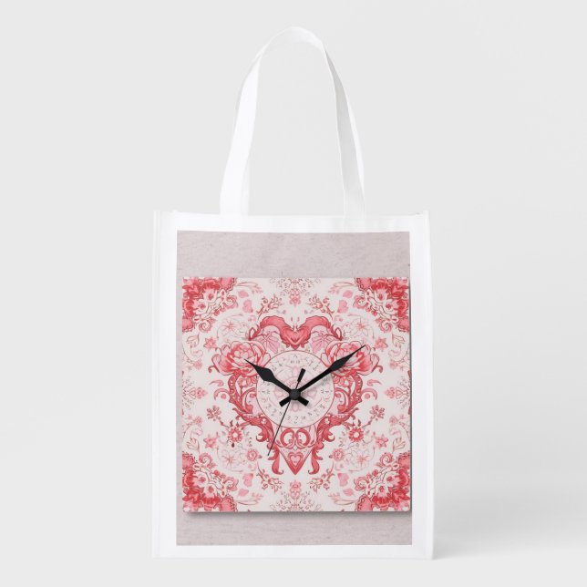 What Time Is It? on a White Reusable Grocery Bag (Front)