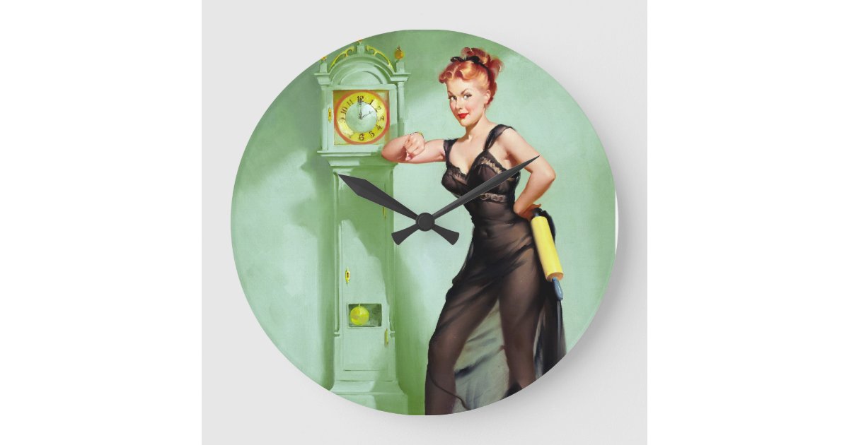 Pinup Clock Face What Time Is It? Pin Up Large Clock | Zazzle