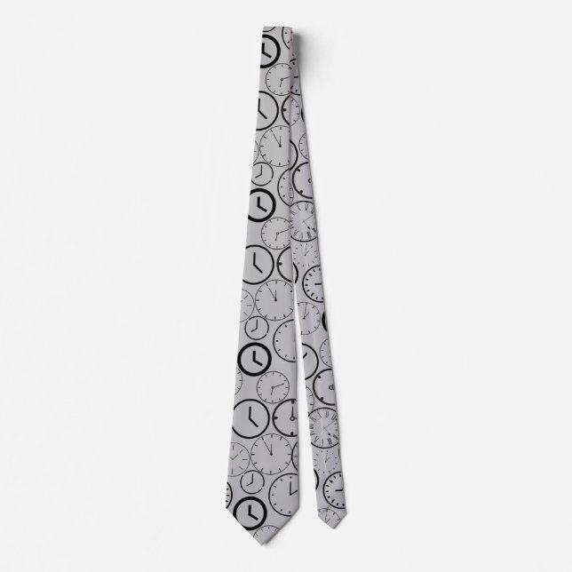 What time is it.wx4 L Grey BG Neck Tie (Front)