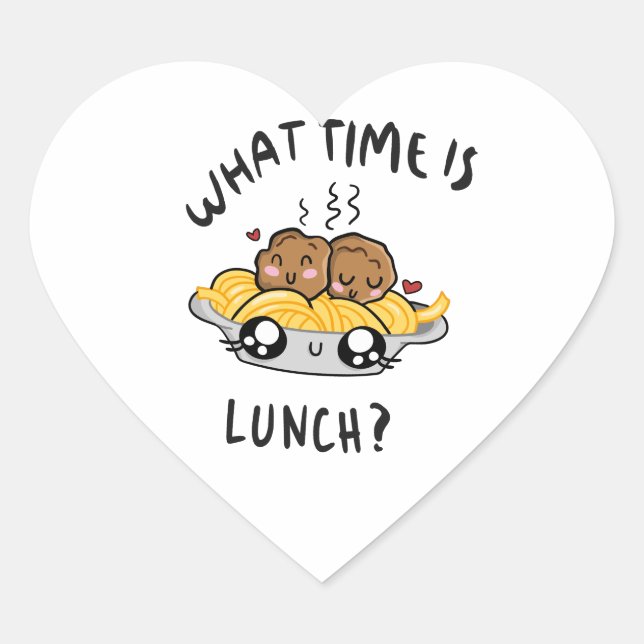 What Time Is Lunch Heart Sticker (Front)