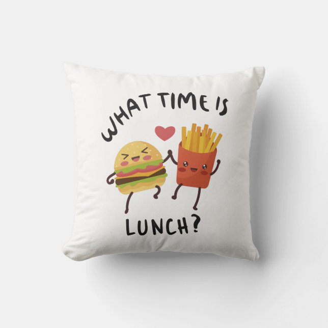 What time is lunch throw pillow (Front)