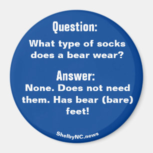What type of socks does a bear wear? magnet