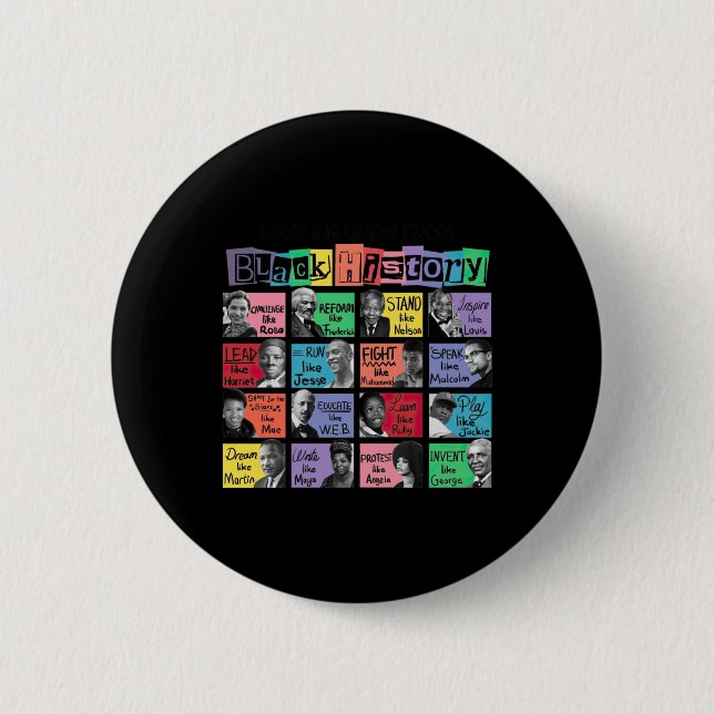 What We Learn From Black History Sticker  Button (Front)