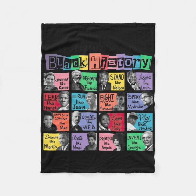 What We Learn From Black History Sticker  Fleece Blanket (Front)