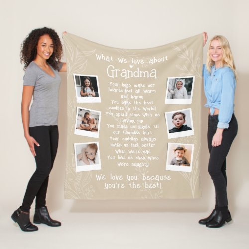 What We Love About Grandma Custom Text 6_Photo Fleece Blanket