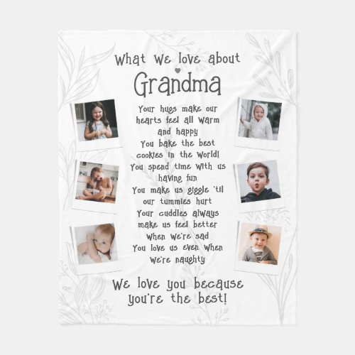 What We Love About Grandma Custom Text 6_Photo Fleece Blanket