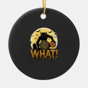 What Werewolf Pumpkin Tombstone Full Moon Ceramic Ornament