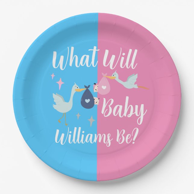 What Will Baby Be Gender Reveal Party Paper Plates (Front)