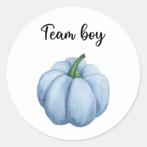 What will baby be team boy pumpkin classic round sticker