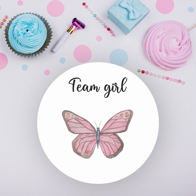What will baby be team girl  classic round sticker (Creator Uploaded)