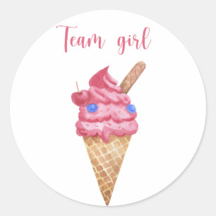 What will baby be team girl ice cream classic round sticker