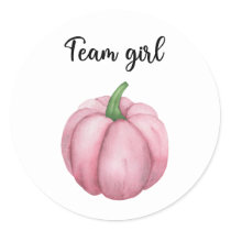 What will baby be team girl pumpkin classic round sticker
