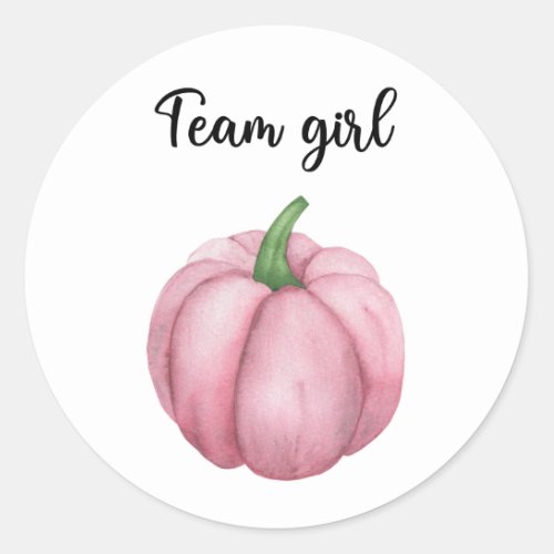 What will baby be team girl pumpkin classic round sticker
