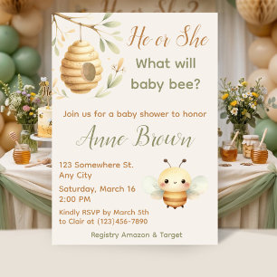What Will Baby Bee Baby Shower & Gender Reveal Invitation