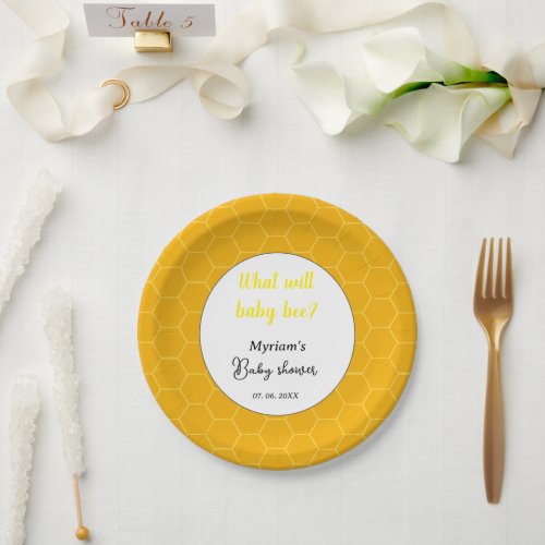 What will baby bee baby shower party bee theme paper plates