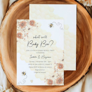 What Will Baby Bee Boho Wildflower Gender Reveal Invitation