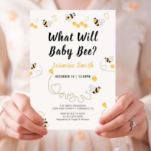 What Will Baby Bee Bumblebee Gender Reveal Cute Invitation