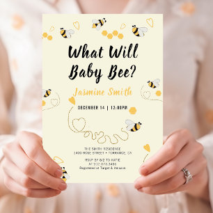What Will Baby Bee Bumblebee Gender Reveal Modern Invitation