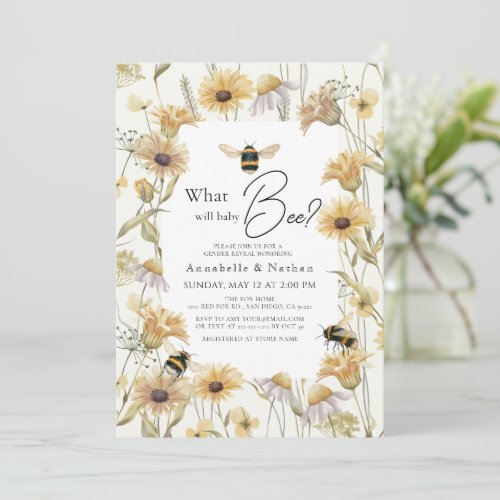 What will baby Bee Chamomile Gender Reveal Invitation