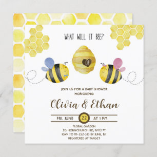What will baby bee gender reveal baby shower invit invitation