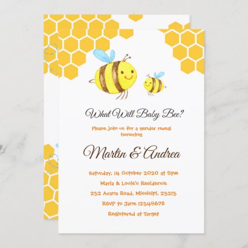 What Will Baby Bee Gender Reveal Bee Party Invitation