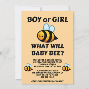 What Will Baby Bee Gender Reveal  Invitation