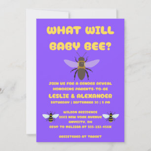 What Will Baby Bee Gender Reveal Invitation