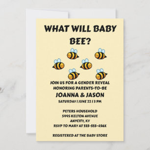 What Will Baby Bee Gender Reveal Invitation