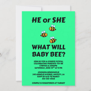 What Will Baby Bee Gender Reveal Invitation