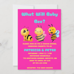 What Will Baby Bee Gender Reveal Invitation