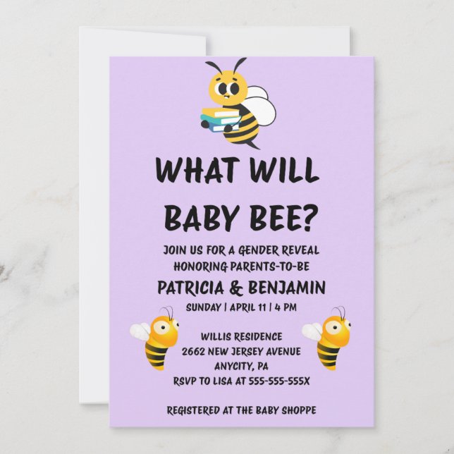 What Will Baby Bee Gender Reveal  Invitation (Front)