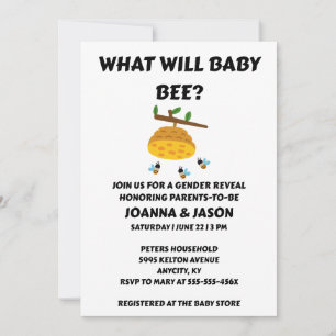 What Will Baby Bee Gender Reveal Invitation