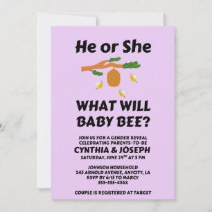 What Will Baby Bee Gender Reveal Invitation