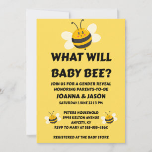 What Will Baby Bee Gender Reveal Invitation