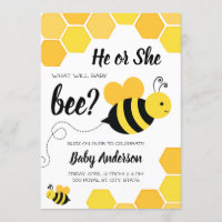 What will Baby Bee Gender Reveal Invitation