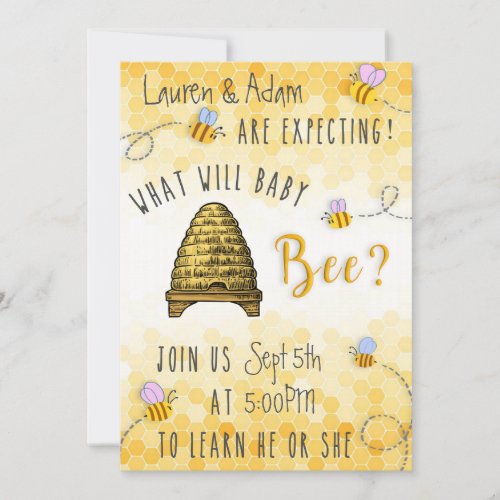 What Will Baby Bee Gender Reveal Invitation