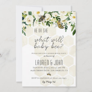 What Will Baby Bee Gender Reveal Invitation