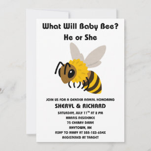 What Will Baby Bee Gender Reveal Invitation
