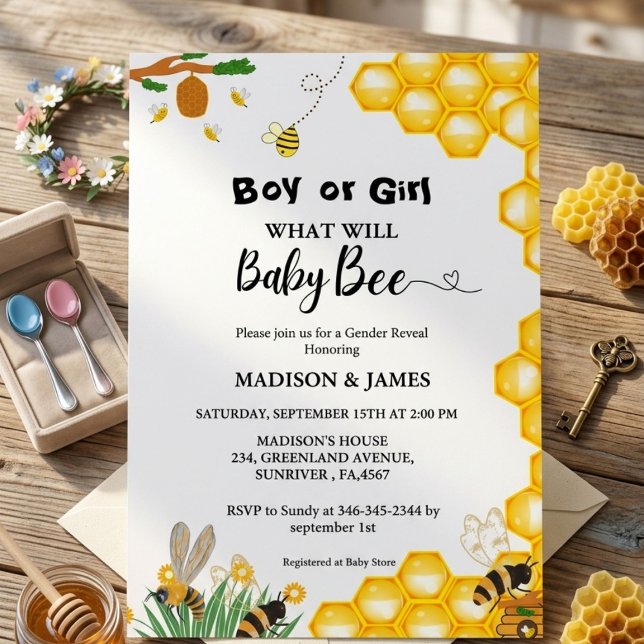 What will baby bee gender reveal  invitation (Creator Uploaded)