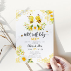 What Will Baby Bee Gender Reveal Invitation at Zazzle