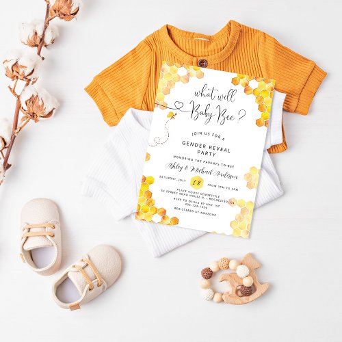 What Will Baby Bee Gender Reveal Invitation